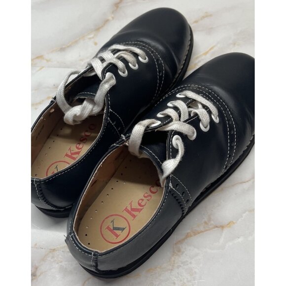 Kesco Navy Blue Lace-up Saddle Oxford Shoes Uniform School Womens Size 5 1/2 - Picture 14 of 16